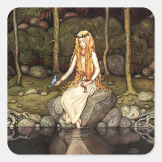 Pegatina Cuadrada La princesa en el bosque