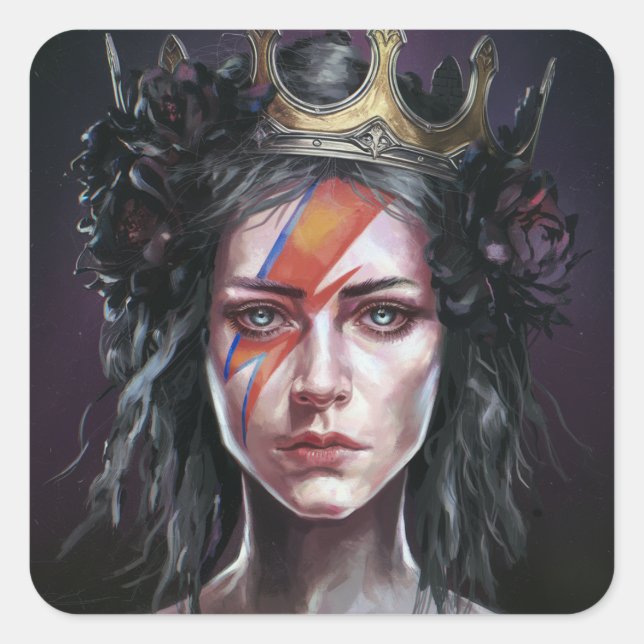 Pegatina Cuadrada La princesa rockstar (Anverso)