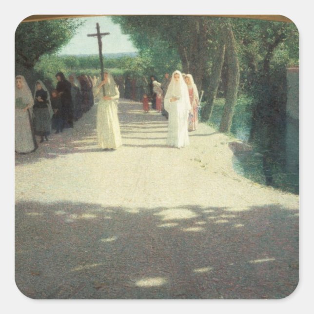 Pegatina Cuadrada La procesión, 1892-95 (Anverso)