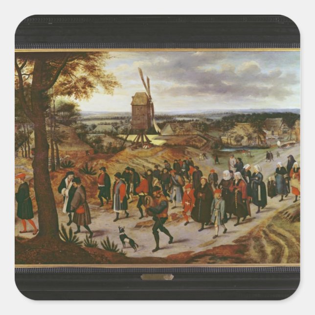 Pegatina Cuadrada La procesión Boda (Anverso)