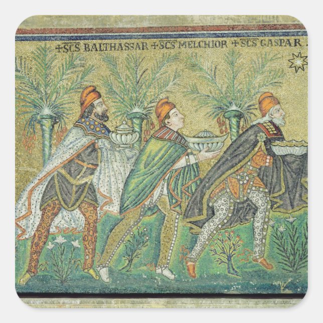 Pegatina Cuadrada La procesión de los tres reyes (Anverso)