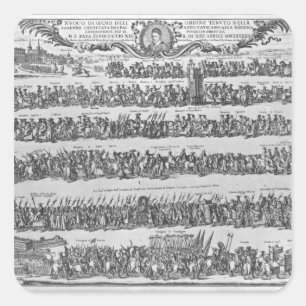 Pegatina Cuadrada La procesión de papa Inocencio XII