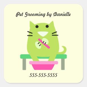 Pegatina Cuadrada La promoción del mascota Groomer
