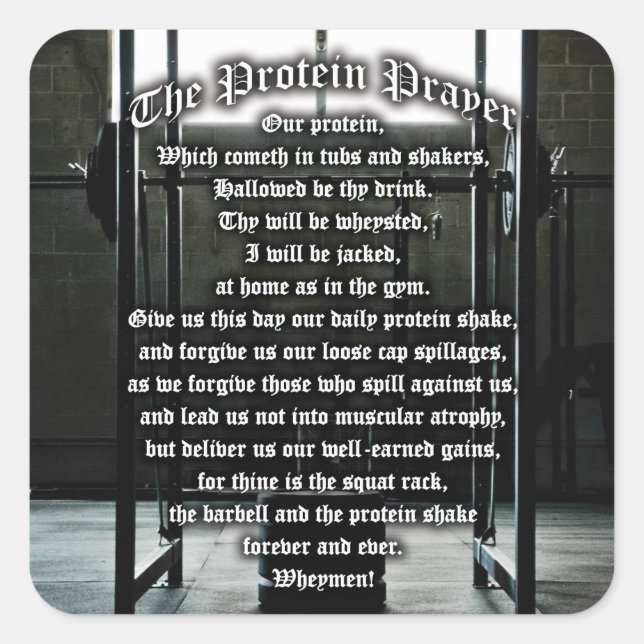 Pegatina Cuadrada La proteína Shake Prayer (Anverso)