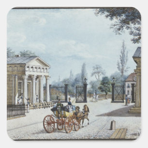 Pegatina Cuadrada La puerta de Leipzig, Berlín