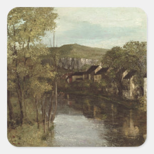 Pegatina Cuadrada La reflexión de Ornans, c.1872