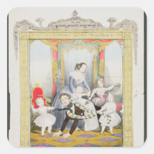 Pegatina Cuadrada La Reina y el Príncipe Alberto en casa