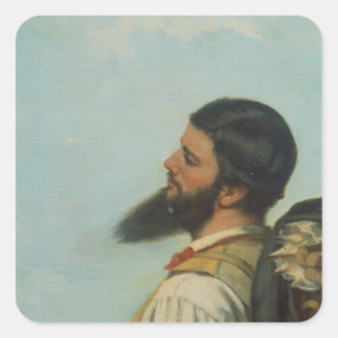 Pegatina Cuadrada La Rencontre ou Bonjour M.Courbet,