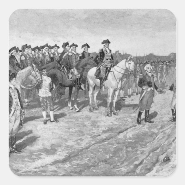 Pegatina Cuadrada La rendición de Cornwallis en Yorktown (Anverso)