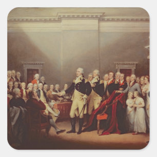 Pegatina Cuadrada La renuncia de George Washington