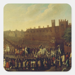 Pegatina Cuadrada La restauración de Carlos II en Whitehall