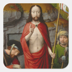 Pegatina Cuadrada La resurrección, con los peregrinos de Emmaus