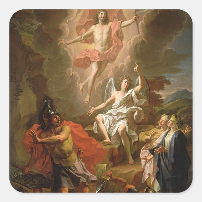 Pegatina Cuadrada La resurrección de Cristo, 1700 (Anverso)