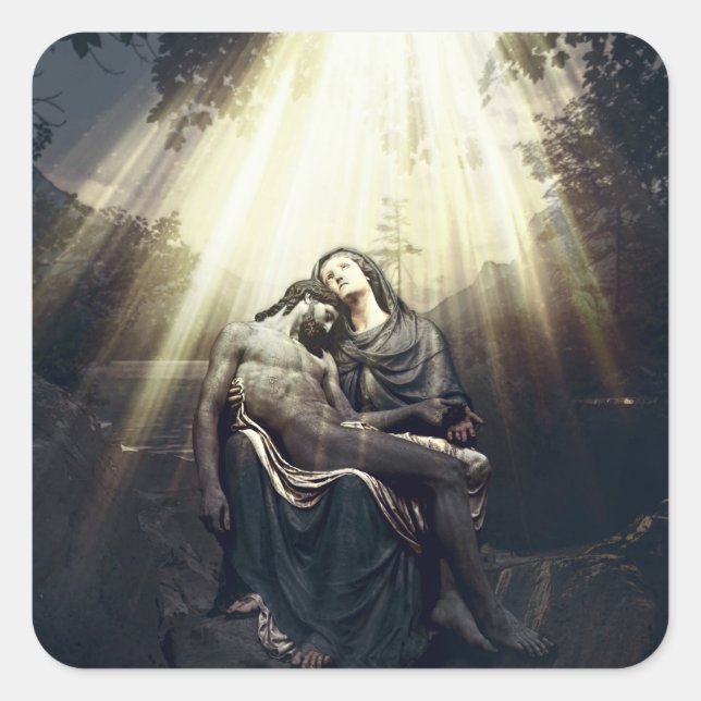 Pegatina Cuadrada La resurrección de Jesucristo (Anverso)