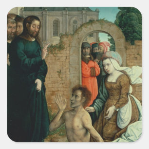 Pegatina Cuadrada La resurrección de Lázaro