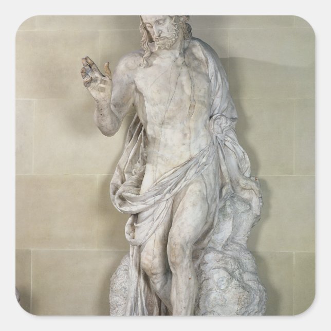 Pegatina Cuadrada La Resurrección, el detalle de Cristo (Anverso)