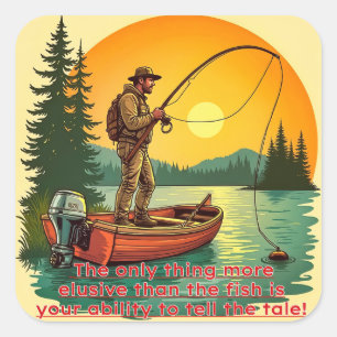 Pegatina Cuadrada La retirada de un pescador