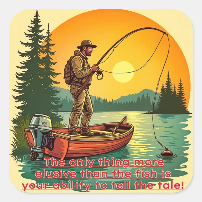 Pegatina Cuadrada La retirada de un pescador (Anverso)