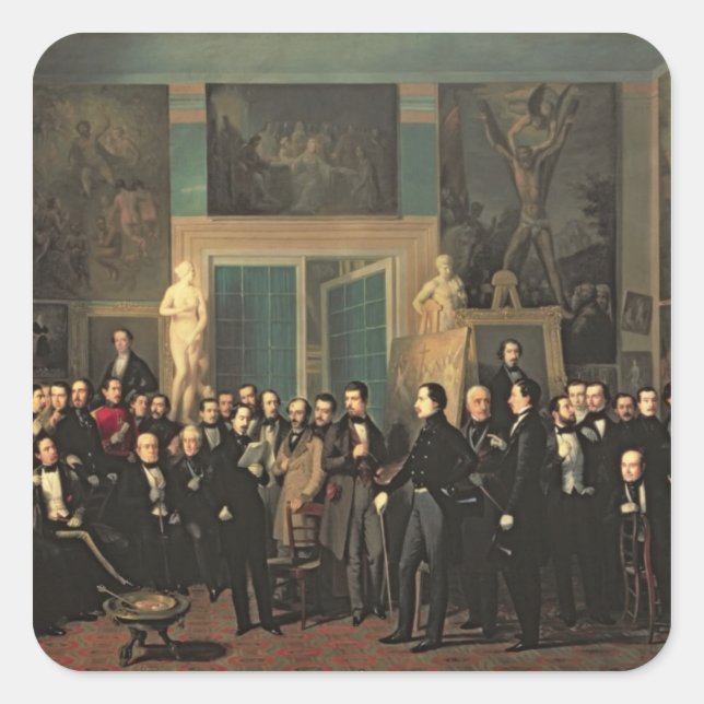 Pegatina Cuadrada La reunión de los poetas, 1846 (Anverso)