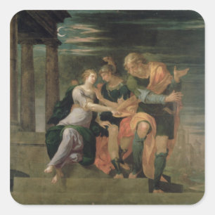 Pegatina Cuadrada La reunión de Theagenes y de Chariclea