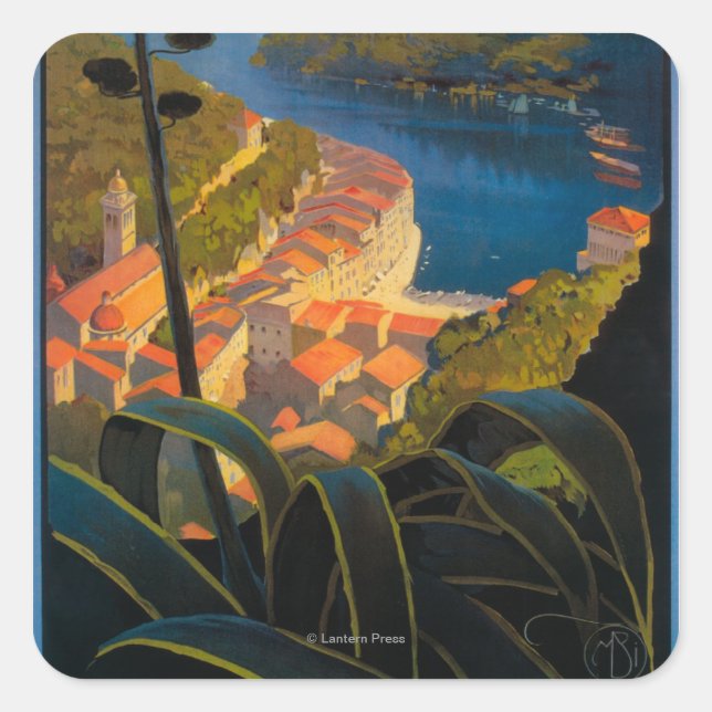 Pegatina Cuadrada La riviera italiana (Anverso)