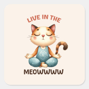 Pegatina Cuadrada La rosa del yoga del gato - Vive en Meowww