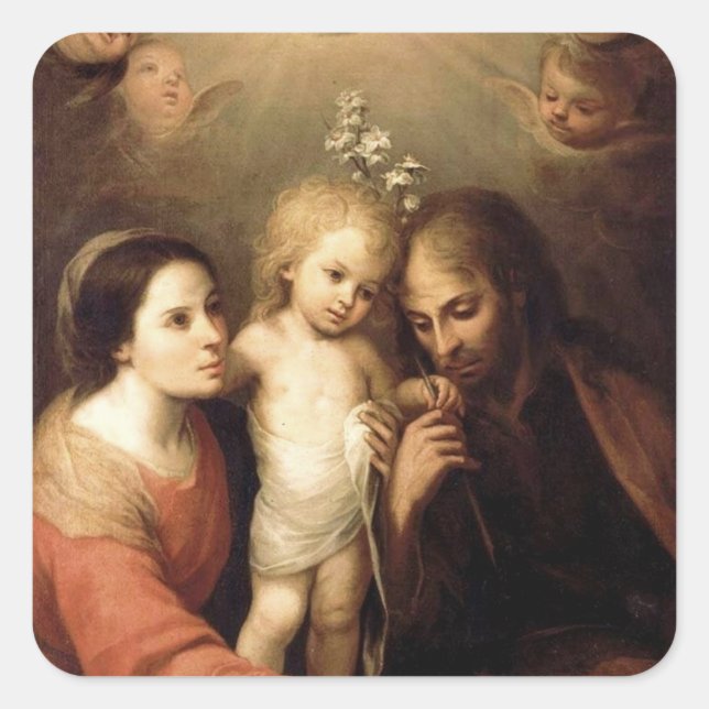 Pegatina Cuadrada La sagrada familia Sacrada Familia (Anverso)