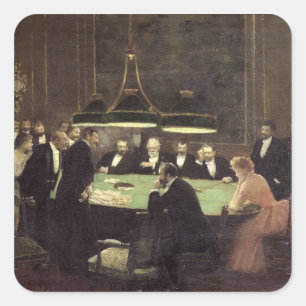 Pegatina Cuadrada La sala de juegos del Casino, 1889