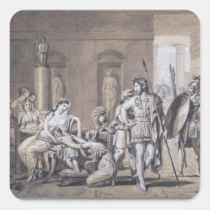Pegatina Cuadrada La salida de Hector, c.1812