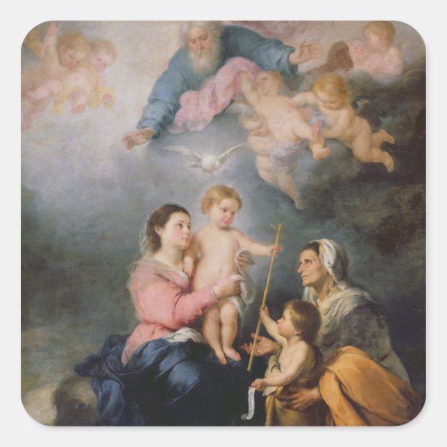 Pegatina Cuadrada La Santa Familia o la Virgen de Sevilla (Anverso)