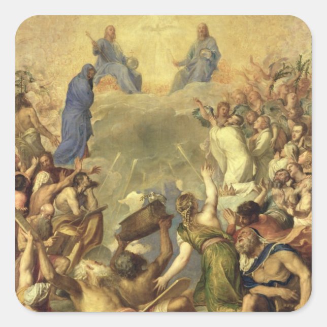 Pegatina Cuadrada La Santísima Trinidad, 1553/54 (aceite sobre lienz (Anverso)