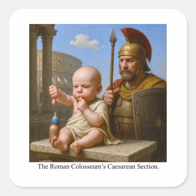 Pegatina Cuadrada La sección cesárea del Coliseo Romano (Anverso)