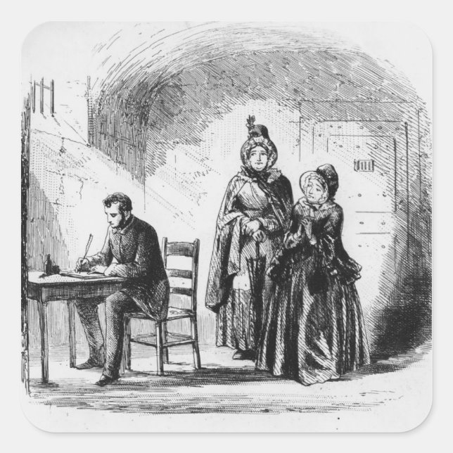 Pegatina Cuadrada La señora Bagnet regresa de su expedición (Anverso)