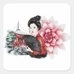 Pegatina Cuadrada La Serie Okinawa Diseño 36 