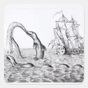 Pegatina Cuadrada La serpiente de mar
