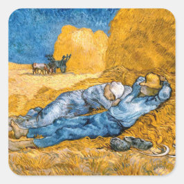 Pegatina Cuadrada La Siesta (1890) arte paisajístico Vincent Van Gog