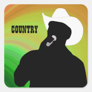 Pegatina Cuadrada La silueta del cantante de country, parte