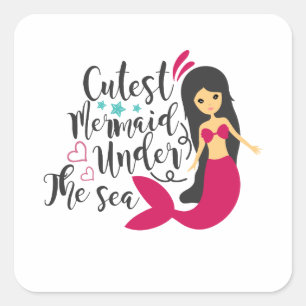 Pegatina Cuadrada La sirena más linda bajo el mar