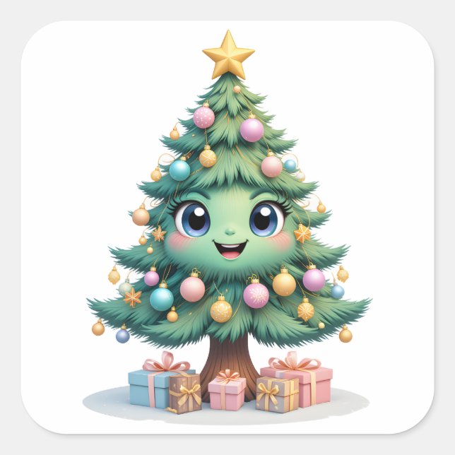 Pegatina Cuadrada La sonrisa de los Navidades (Anverso)