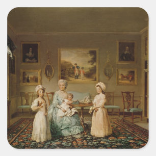 Pegatina Cuadrada La Sra. Congreve y sus hijos