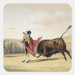 Pegatina Cuadrada La Suerte de la Capa, 1865 (color litho)
