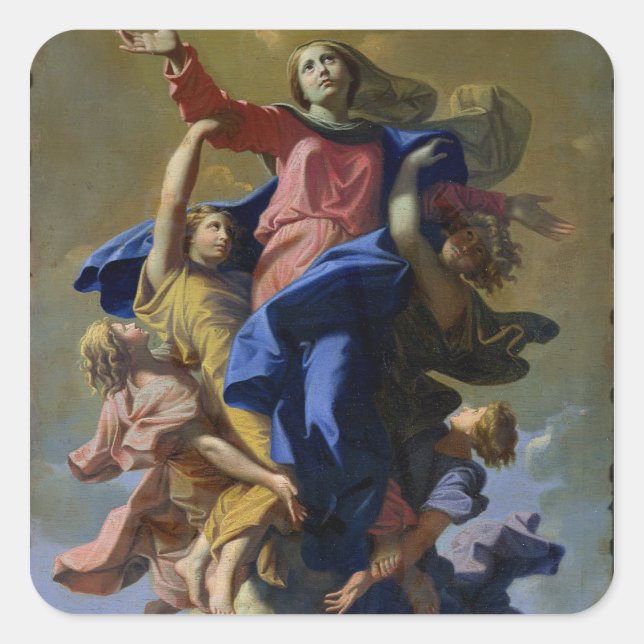 Pegatina Cuadrada La suposición de la Virgen, 1649-50 (Anverso)