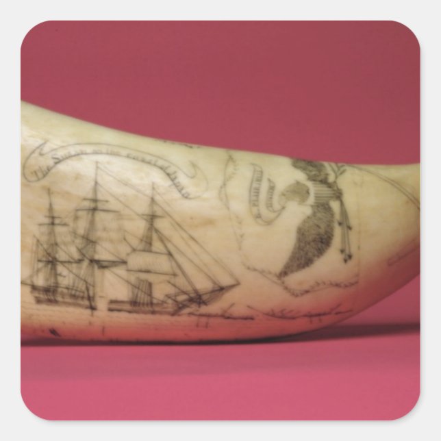 Pegatina Cuadrada La Susan en la costa de Scrimshaw de Japón (Anverso)