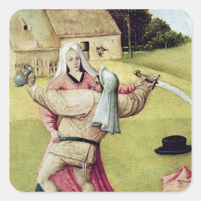 Pegatina Cuadrada La tabla de los siete pecados mortales (Anverso)