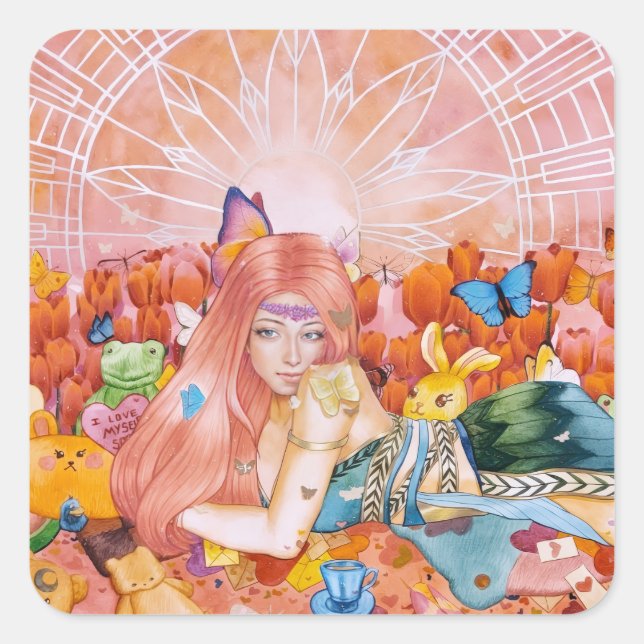 Pegatina Cuadrada La Tarde (Anverso)