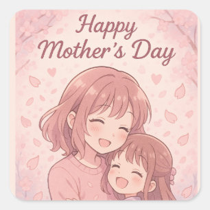Pegatina Cuadrada La tarjeta de color favorita de mamá para el día d