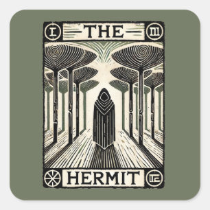 Pegatina Cuadrada La tarjeta tarot de Hermit