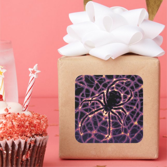 Pegatina Cuadrada La telaraña cósmica, la galaxia de Halloween del h (Fiesta)