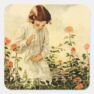 Pegatina Cuadrada La telaraña por Jessie Willcox Smith