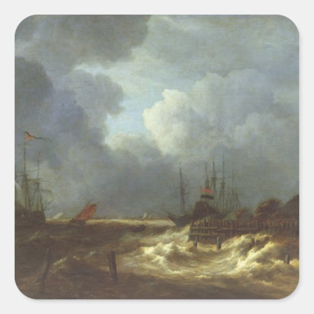 Pegatina Cuadrada La tempestad (Anverso)
